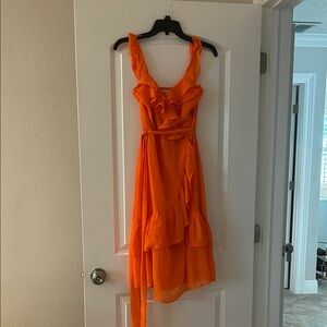 Cato Vibrant Orange Asymmetrical Dress